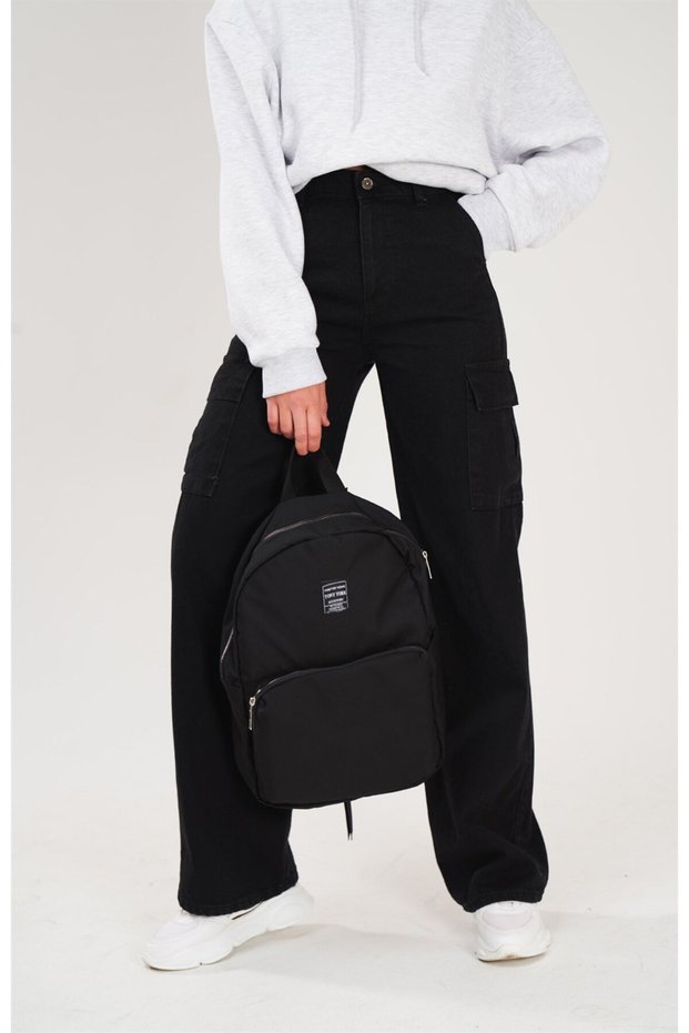 Black Cargo Women's Pants Super High Waist Wide Leg