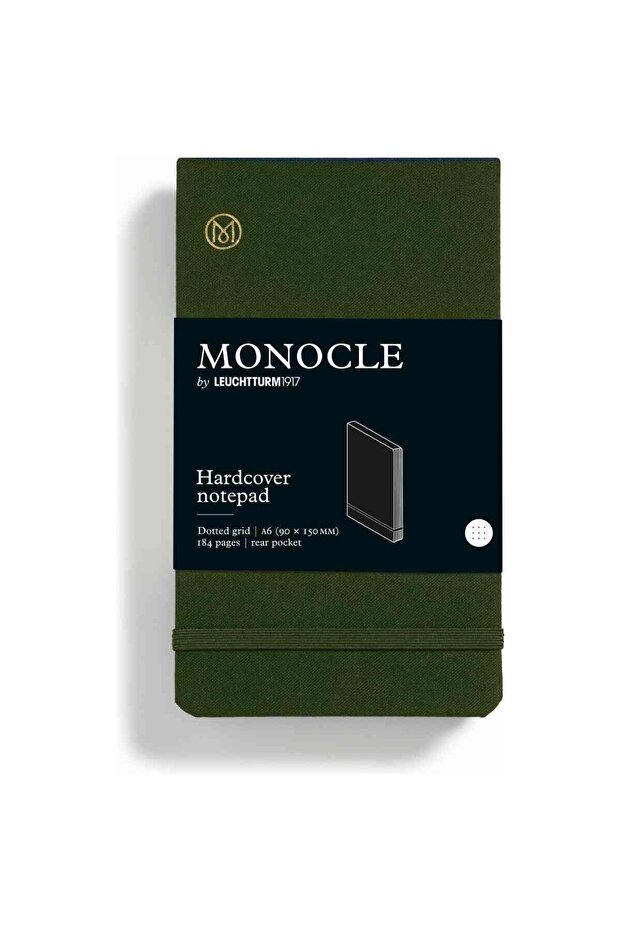 X Monocle Limited Edition Notepad Pocket (A6) Hard Cover, 184 Dots Olive 369