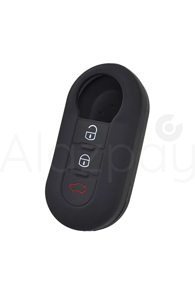 Fiat Compatible 500, Doblo, Fiorino, Punto, Ducato, Bravo, Panda Flat Silicone Key Cover (Black)