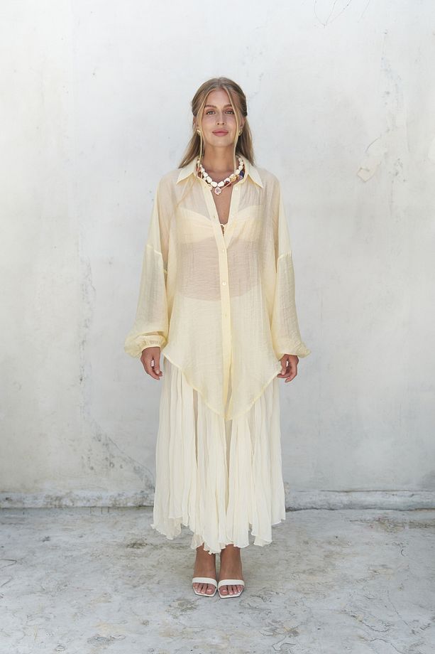 Lyra Oversize Sarı Gömlek - 6
