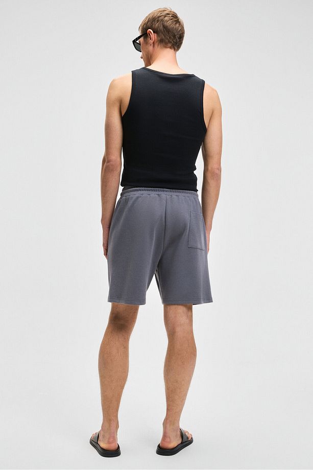 TYRONE Erkek Beli Lastikli Arka Tek Cepli Relaxed Fit Gri Şort - 5