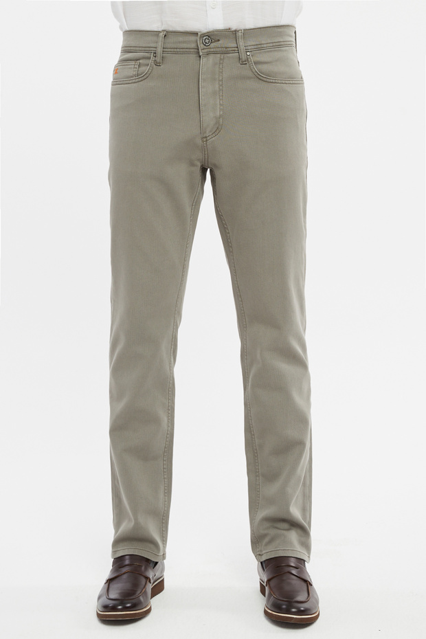 Premium Regular Fit Jean Eddy High Waist Standard Cut Stretchy Woven Denim Jeans Pants C356-Beige