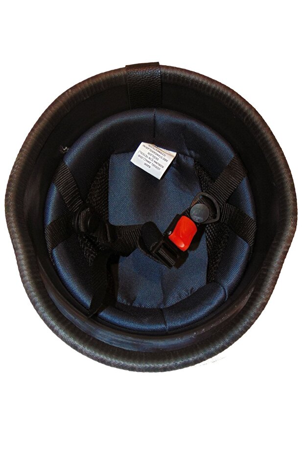 130 Deri Kaplı Miğfer Kask - Siyah - 8