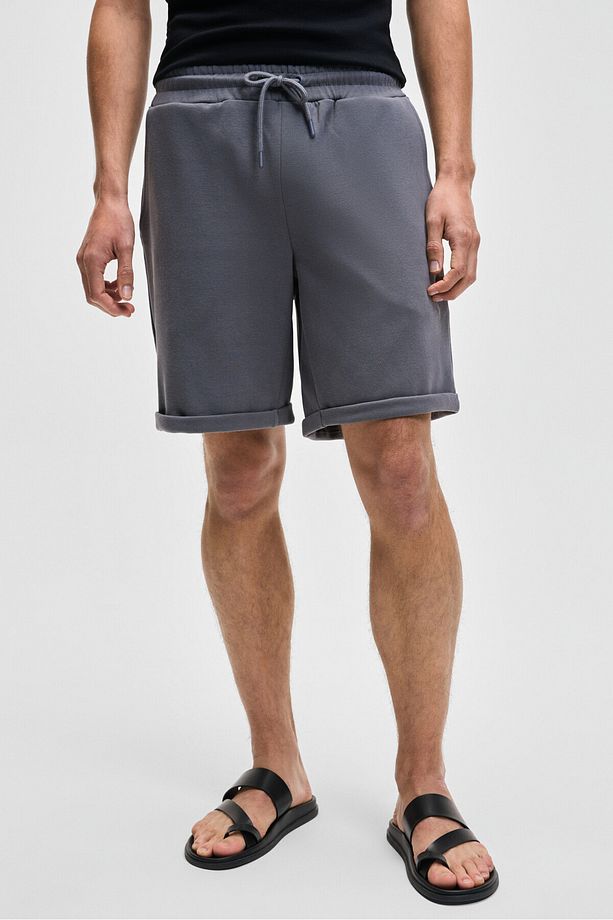 YOURI Erkek Beli Lastikli Arka Tek Cepli Relaxed Fit Gri Şort - 4