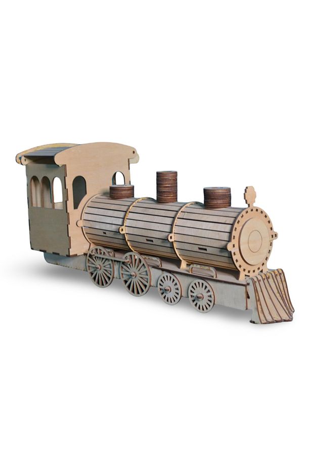 149 Parça Ahşap Buharlı Tren Maketi | Kendin Yap Tren Maketi | 3D Hobi Maket Seti - 4