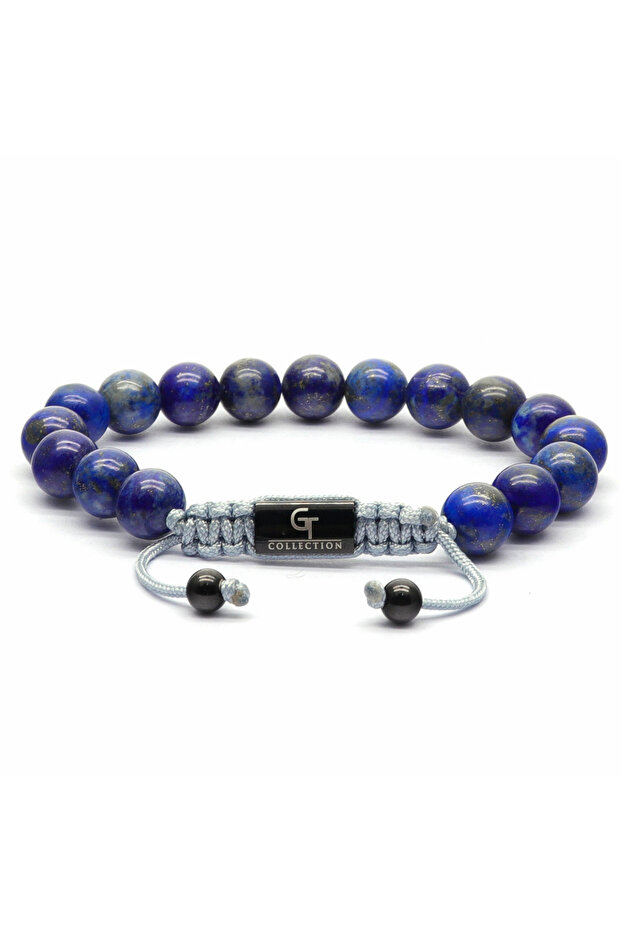 Pánský náramek GT Collection s jedním korálkem a energetickými kameny LAPIS LAZULI, univerzální velikost a nastavitelná šňůrka - 3