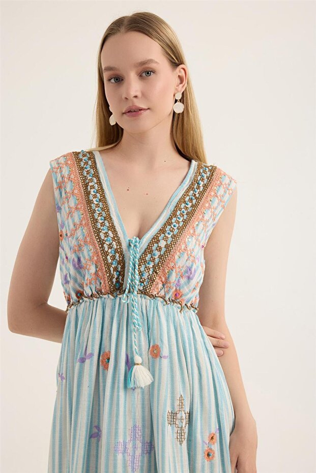 Rochie lungă cu dungi - 4