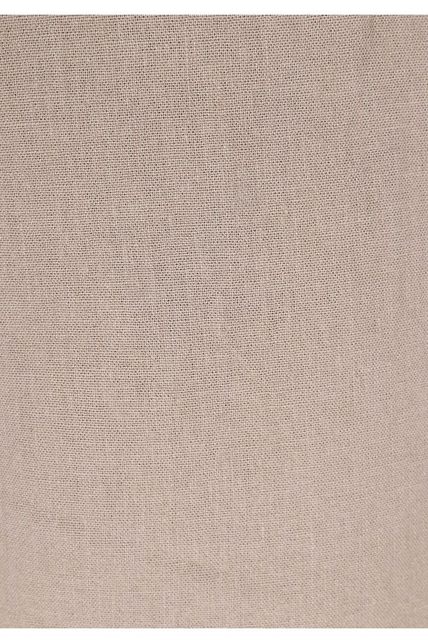 Regular Fit Orta Bel Düz Erkek Keten Karışımlı Bej Şort - 6