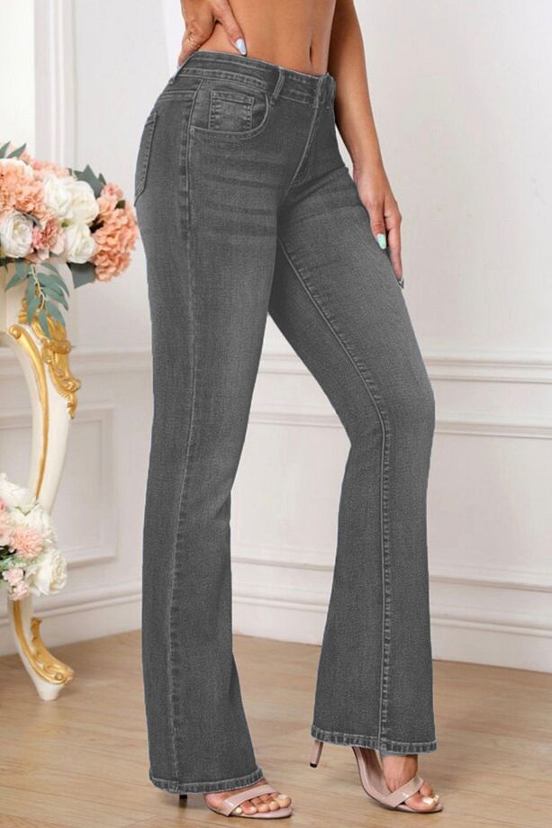 Yüksek Kalite Kadın 5 Cep Düşük Bel İspanyol Paça SkinnyFit Esnek Jean Pantolon C619-Açık - 5