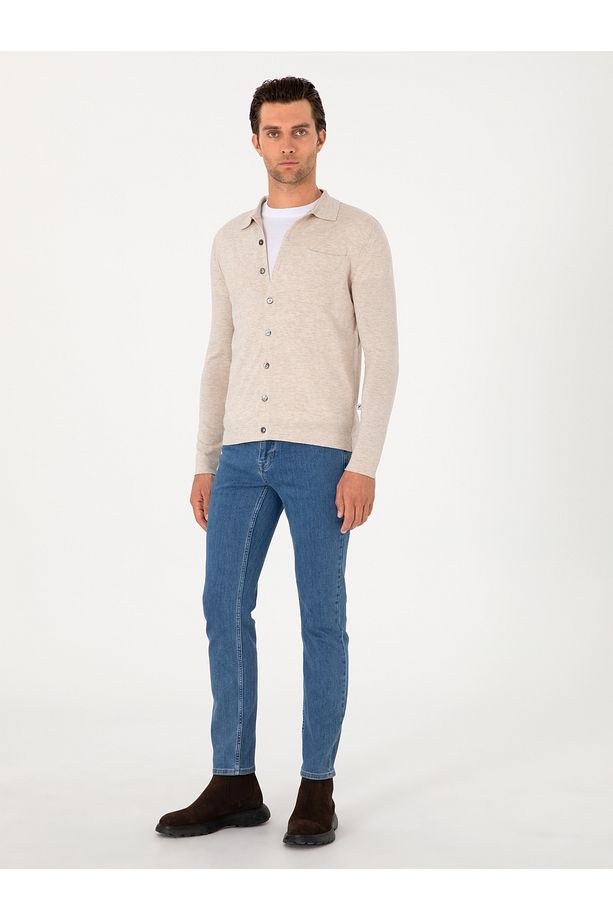 Bej Regular Fit Yün Karışımlı Triko Hırka 50299422-VR011 - 4