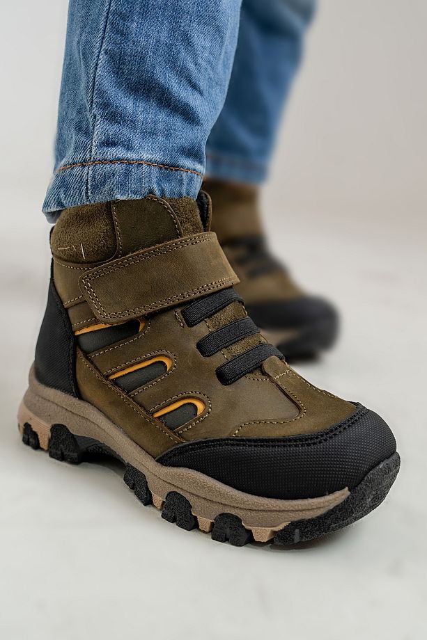 Erkek Çocuk Haki Hakiki Deri Anatomik Trekking Bot - 5