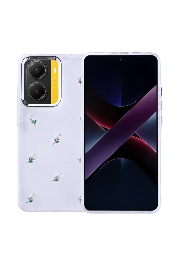 Compatible Pole Cover for Xiaomi Poco X7 Pro Case with Airbag Design, Silvery Transparent