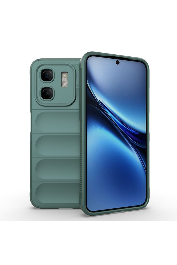 Infinix Smart 9 Compatible Case Flexible Tpu Hollowed Back Surface Ethnic Cover-Dark Green-T37308