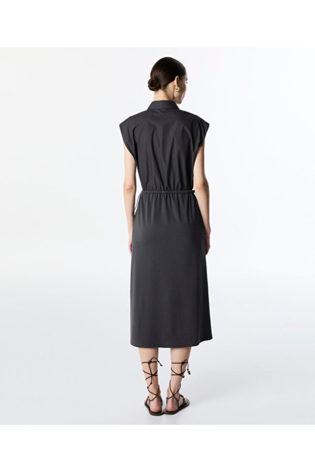 KUMAŞ MIX MİDİ ELBİSE - 6