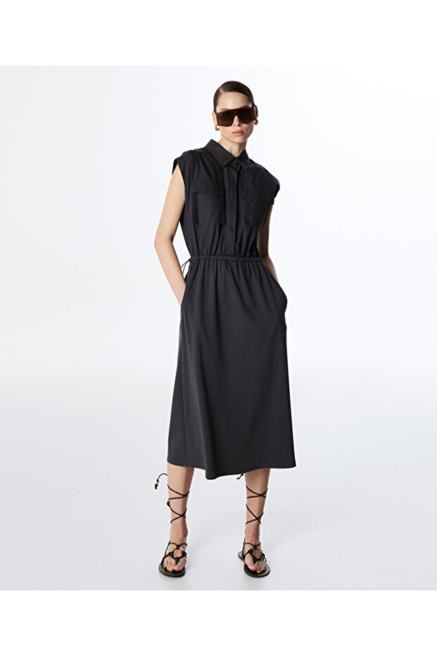 KUMAŞ MIX MİDİ ELBİSE - 1