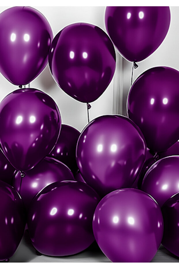 10Pcs Metallic Purple Shiny Balloon Birthday Celebration Ornament and Material