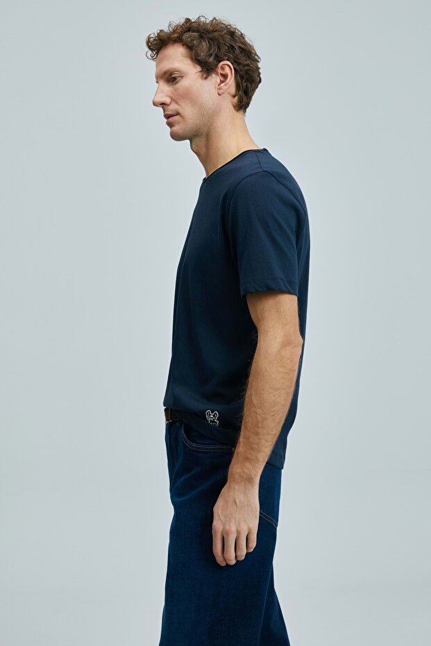 111020259 Junya Men's Basic T-Shirt Men's T-Shirt Dark Blue - 4