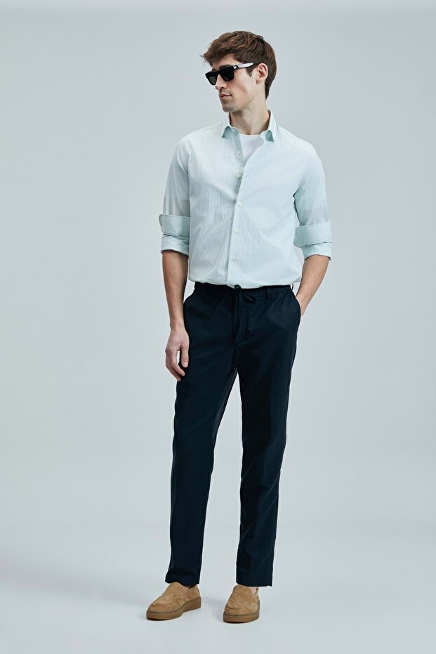 111010638 قميص تشارلز الأساسي للرجال ذو المقاس العادي قميص رجالي أزرق - 5