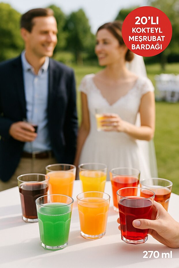 Düğün & Davet İçin 270 ml Plastik Bardak – 20 Adet - 6