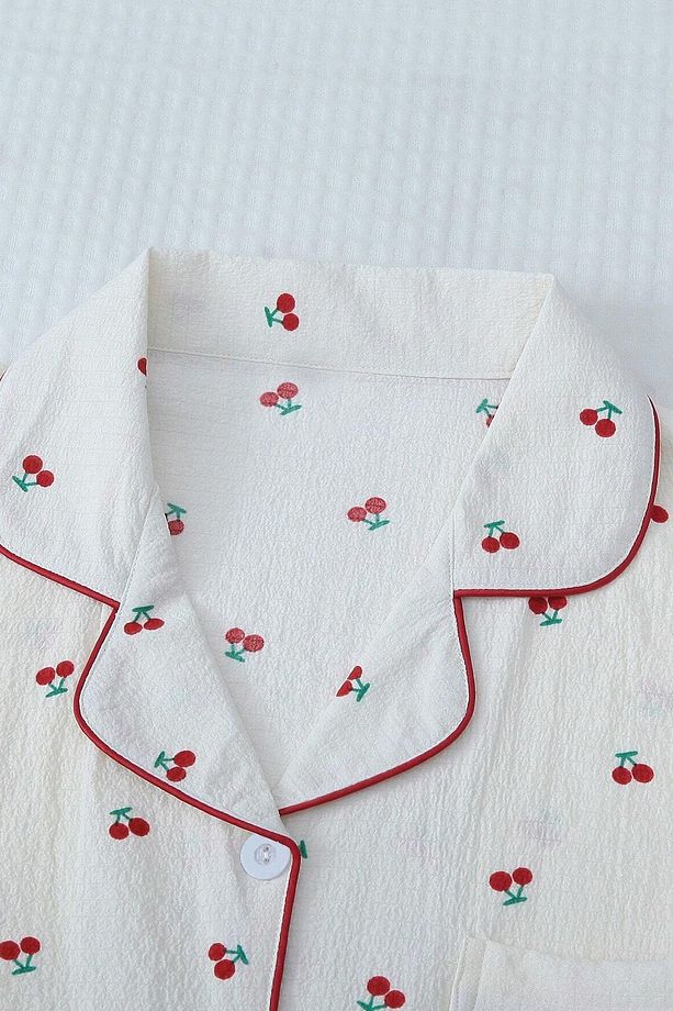 Özel Örme Kumaş Baskılı Kısa Kollu Şortlu Pijama Takımı - 3