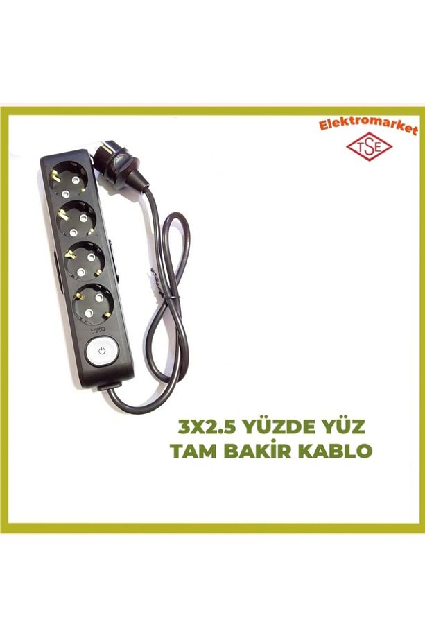 Multi-let 4 'lü 15 Metre Anahtarlı Topraklı Çocuk Korumalı (3x2.5 TTR TAM BAKIR KALIN KABLOLU) - 1