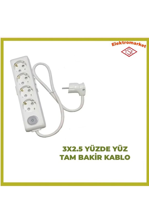 Multi-let 4 'lü 4 Metre Anahtarlı Topraklı Çocuk Korumalı (3x2.5 TTR TAM BAKIR KALIN KABLOLU) - 1