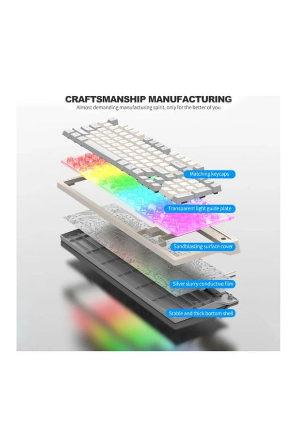 Kablolu Gaming Oyuncu Klavye Mouse Set Grey Reinbow Aydınlatmalı Klavye Mause KM-800 - 2