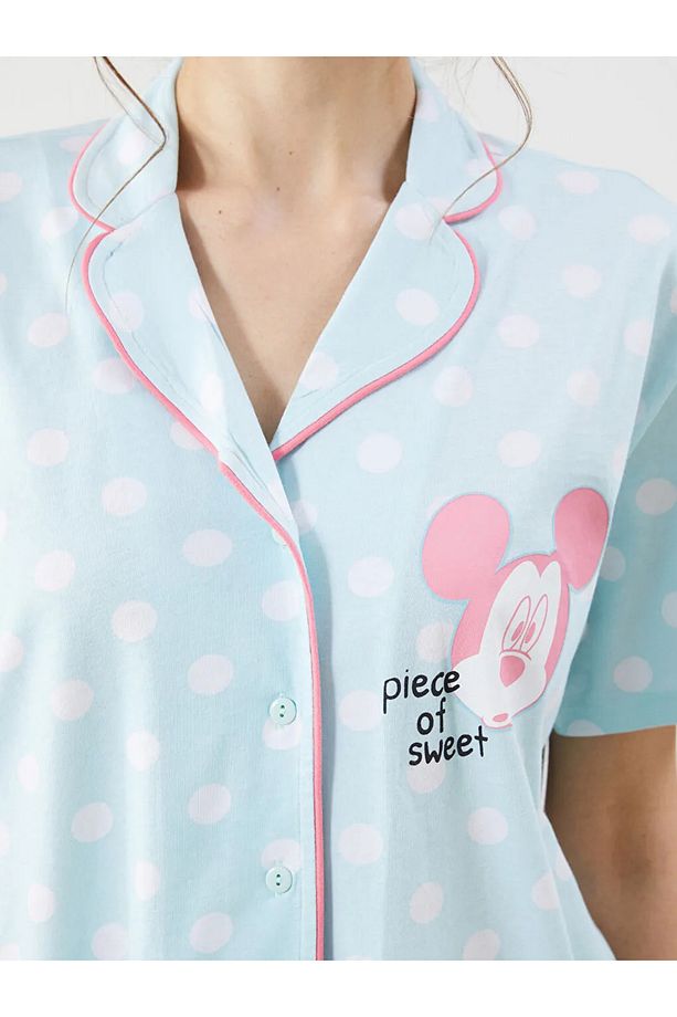LCW DREAM Mavi Mickey Mouse Baskılı Kadın Pijama Takımı - 3