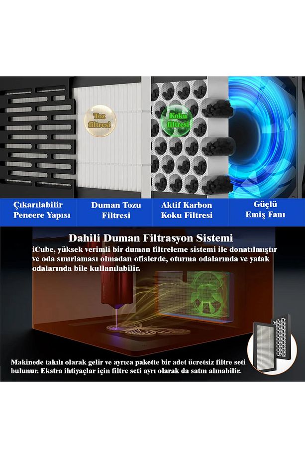 MİNİ LAZER MARKALAMA MAKİNESİ 5 WATT OPTİK ÇIKIŞ SCULPFUN ICUBE PRO - 4