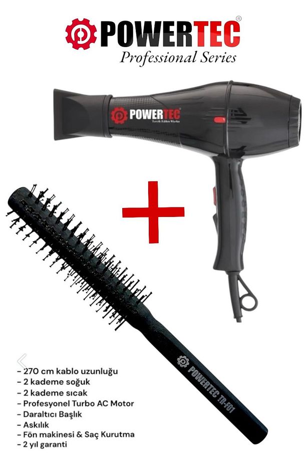 TR-701 Profesyonel Fön Makinesi + Profesyonel Berber Fön Fırçası - 1