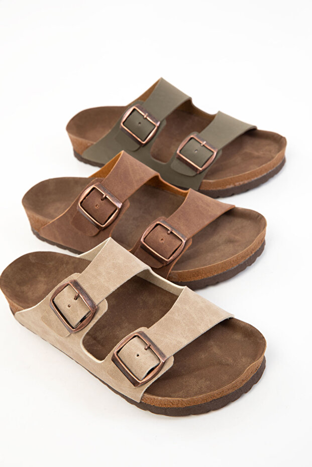 Khaki Kapcie Damskie 20631 - 5