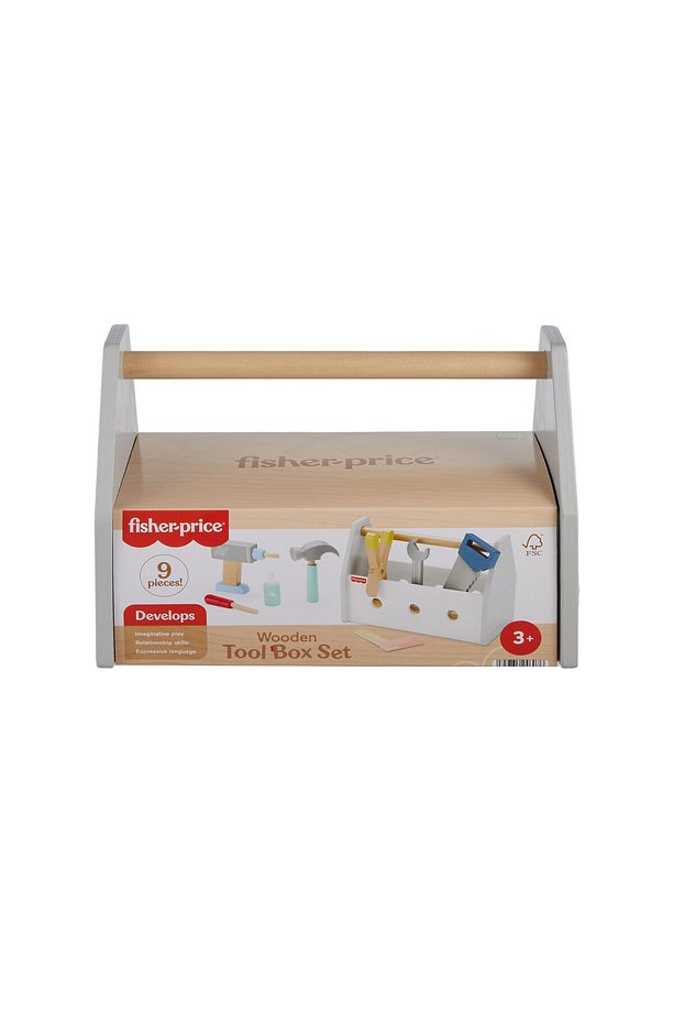 Fisher-Price Ahşap Tamir Kutusu Seti Okul öncesi çağdaki çocuklar için 9 ahşap parçadan oluşan HYG50 - 6