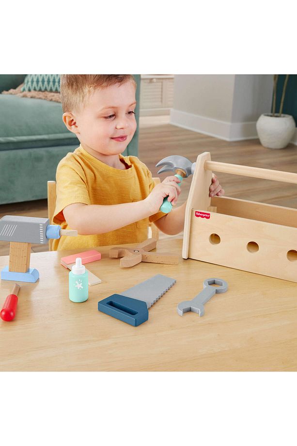 Fisher-Price Ahşap Tamir Kutusu Seti Okul öncesi çağdaki çocuklar için 9 ahşap parçadan oluşan HYG50 - 2