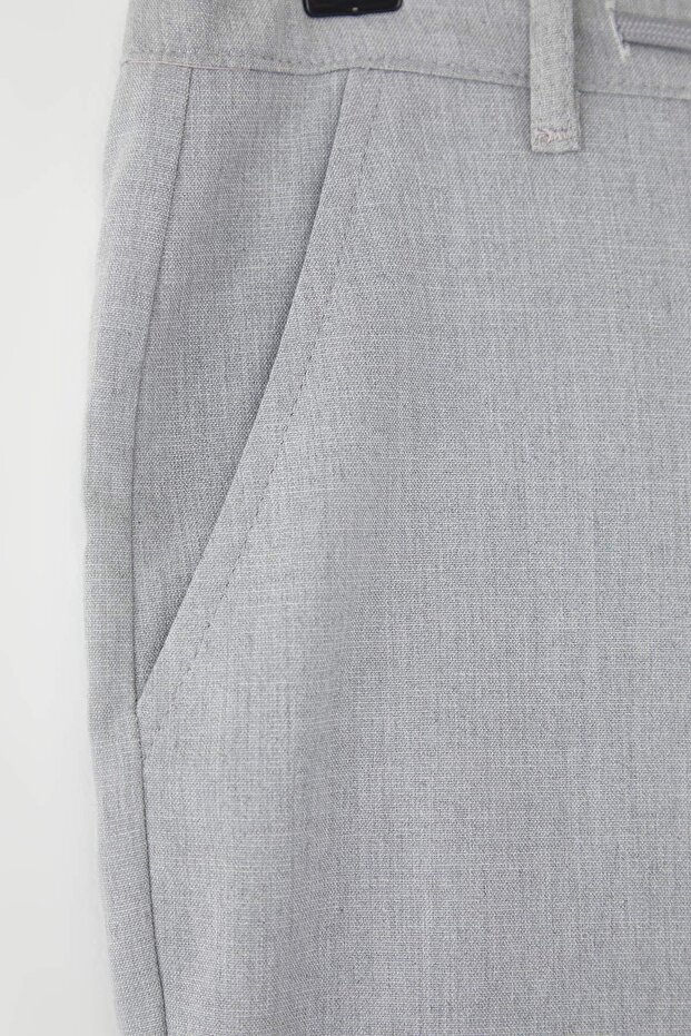 Açık Gri Slim Fit Beli Bağlama Detaylı Lastikli Kumaş Dokuma Pantolon TMNAW25PL00027 - 8