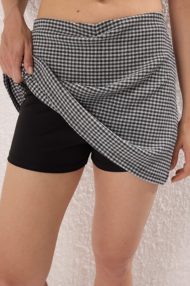 Siyah Pöti Kare Esnek Örme Etek TWOSS25ET00204 - 7