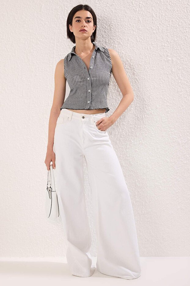 Siyah Pöti Kare Polo Yaka Fitted Esnek Örme Bluz TWOSS25BZ00566 - 5