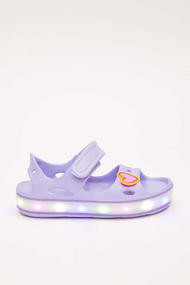 Lila Işıklı Hafif Taban Küçük Kız Çocuk Kids Eva Sandalet TAKSS25SD00062 - 4