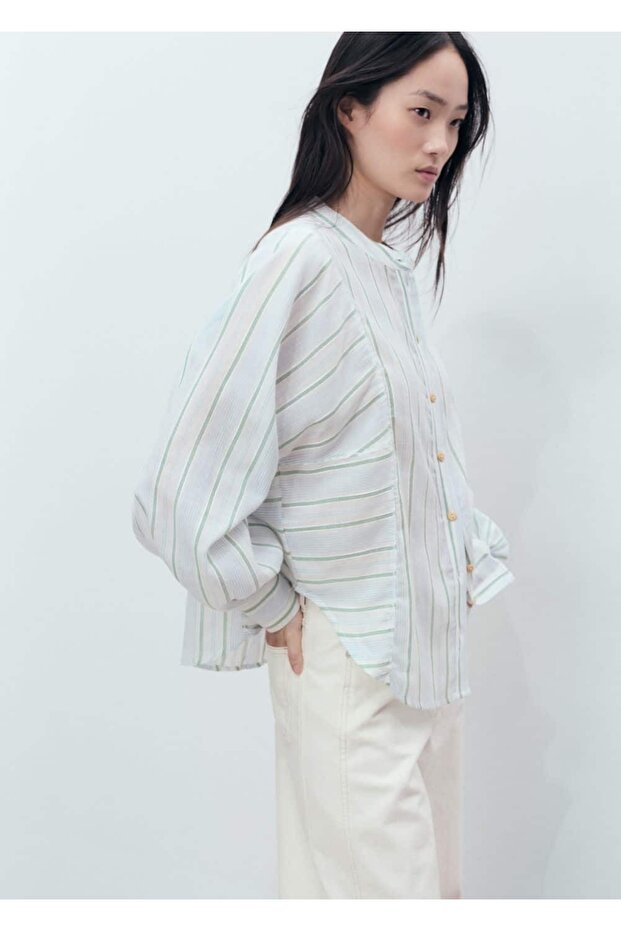 Çizgili desenli gömlek - 5