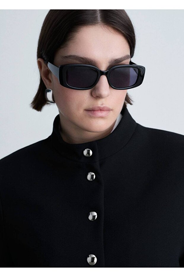 Mücevher düğmeli şerit yakalı ceket - 8