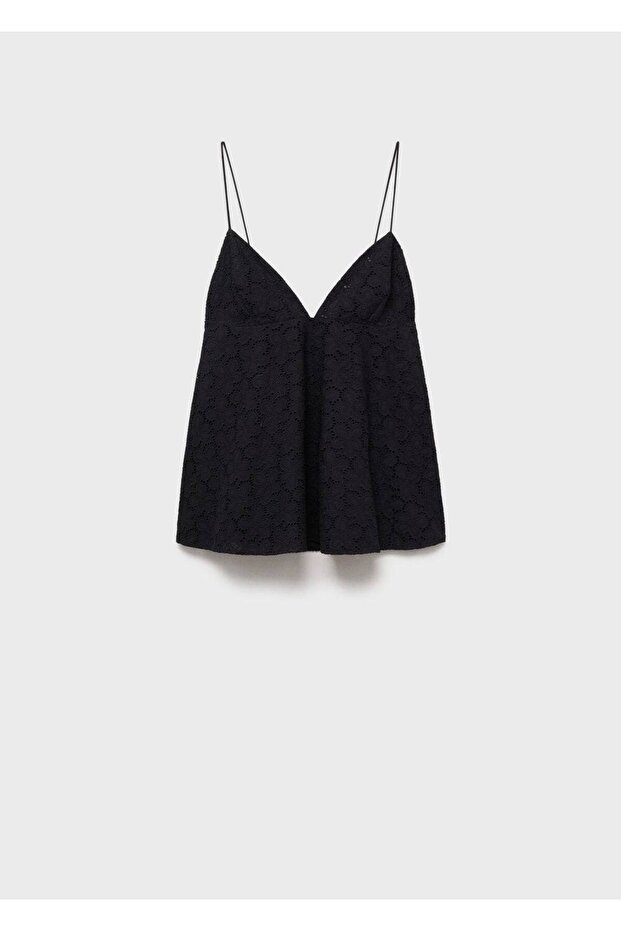 İşlemeli V yaka bluz - 3