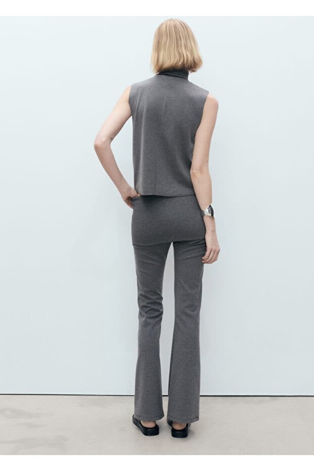 Beli kıvrık flared pantolon - 4