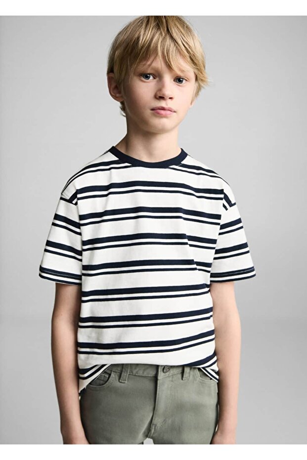 Βαμβακερό ριγέ μπλουζάκι - 1