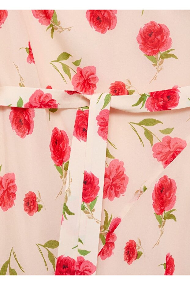 Çiçekli fırfırlı elbise - 5