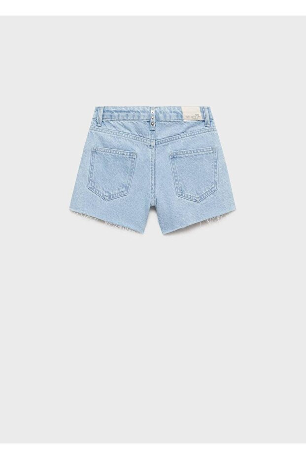 Zımbalı kot şort - 4