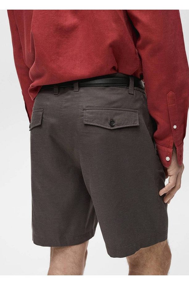 Slim fit akışkan bermuda şort - 5