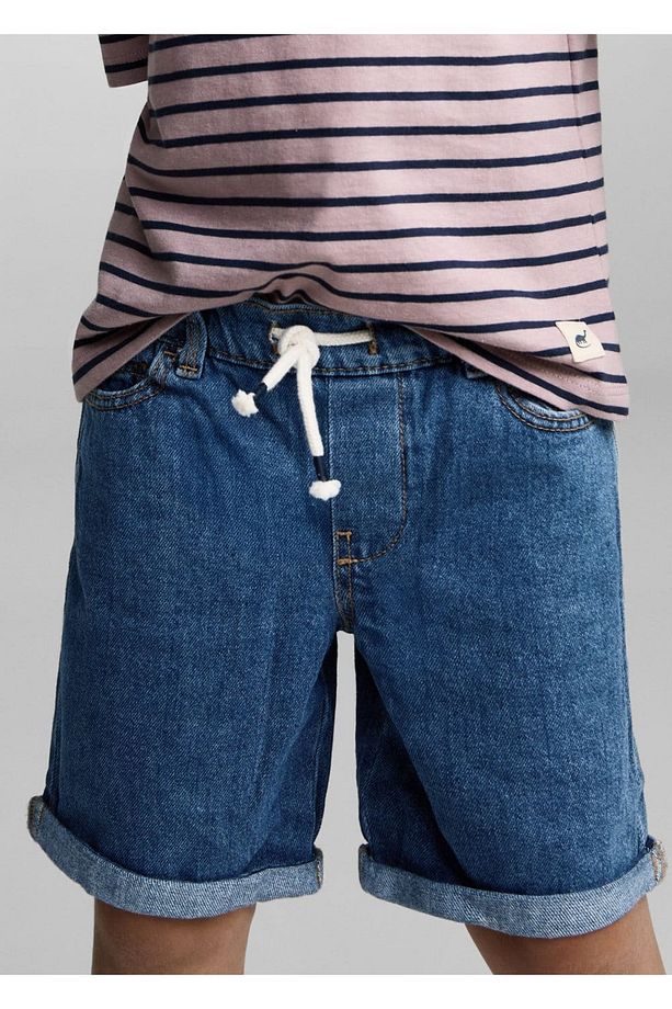 Bağcıklı denim şort - 1