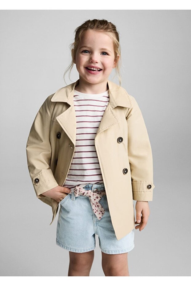 Kemerli denim şort - 1