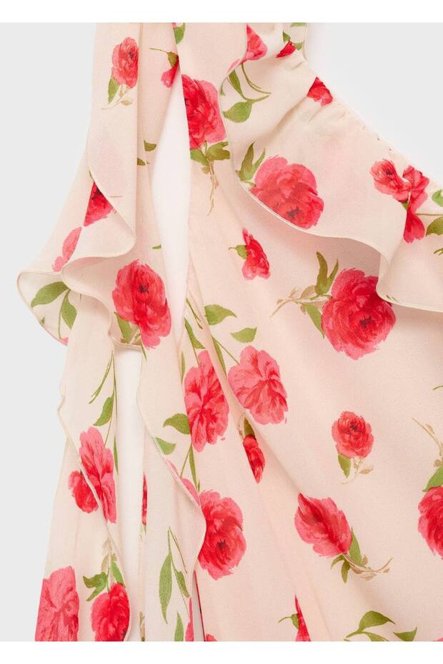 Çiçekli fırfırlı elbise - 6