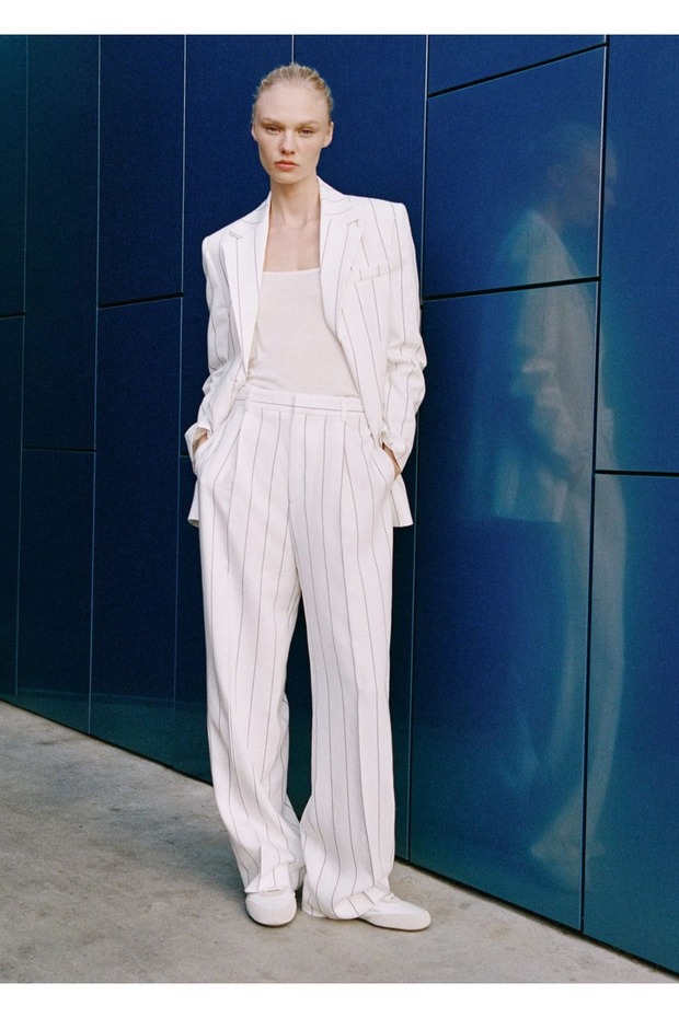 Çizgili kumaş pantolon - 6