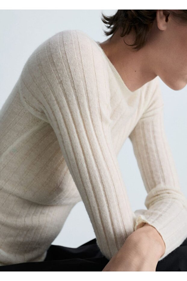 Yuvarlak yaka ribana kazak - 8